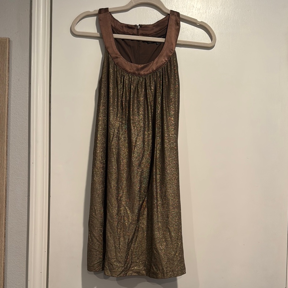 Gold and Brown Sleeveless Dress
